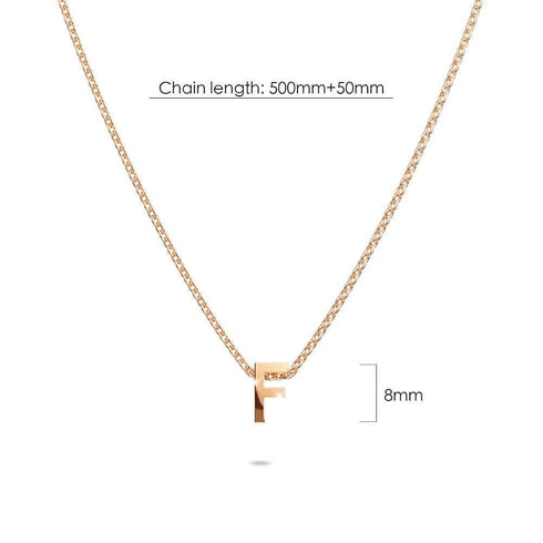 Initials Brick Alphabet Letter Necklace Rose Gold Layered Steel Jewellery